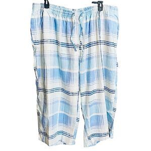 Woman Within 30W Linen Blend Capri Pants New Boho Beach Casual Womens